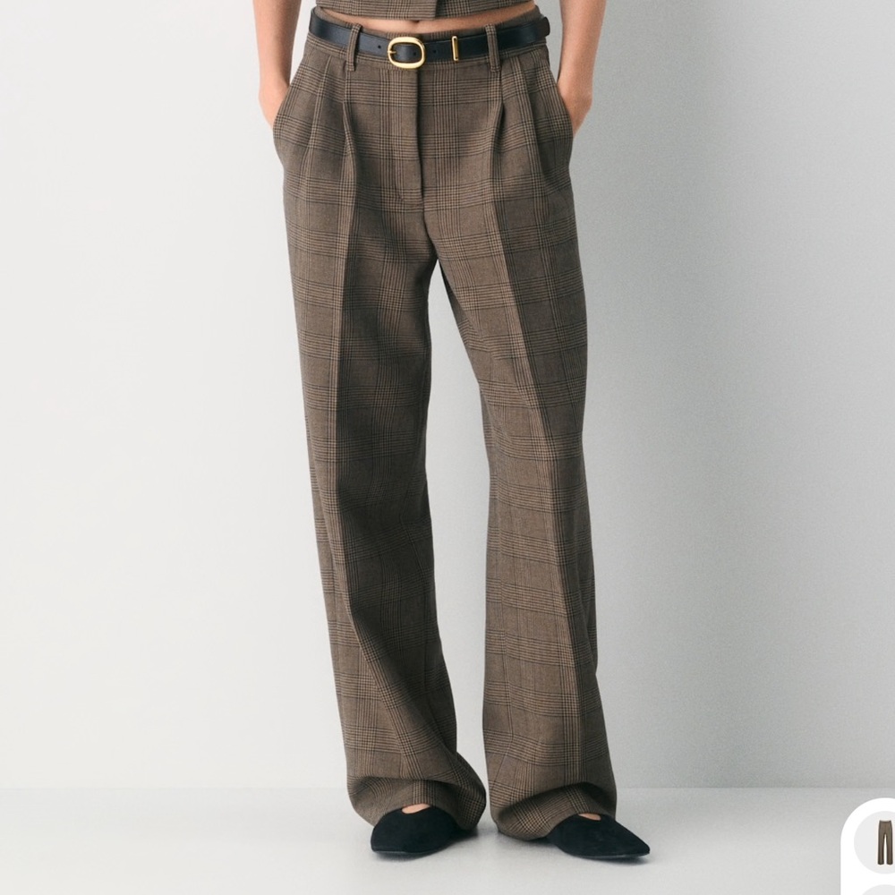 Aritzia effortless pant (re)essential size 4 Tyson chk brown/taup - Picture 1 of 3